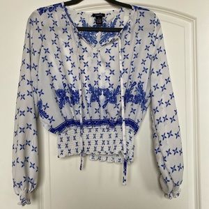 Blue and white blouse